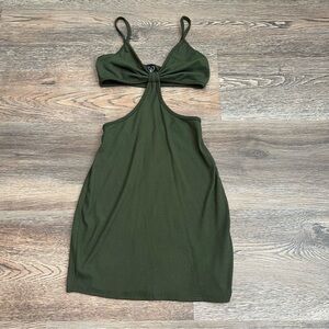 Windsor Olive Green Cut-Out Dress Small